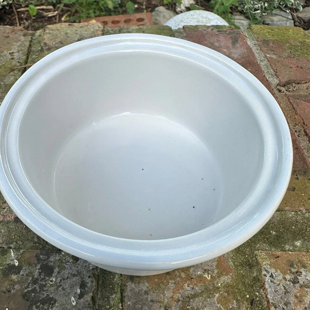 Lillian Vernon White Embossed Fruit Casserole Dish Pear Lid Cottagecore 5in